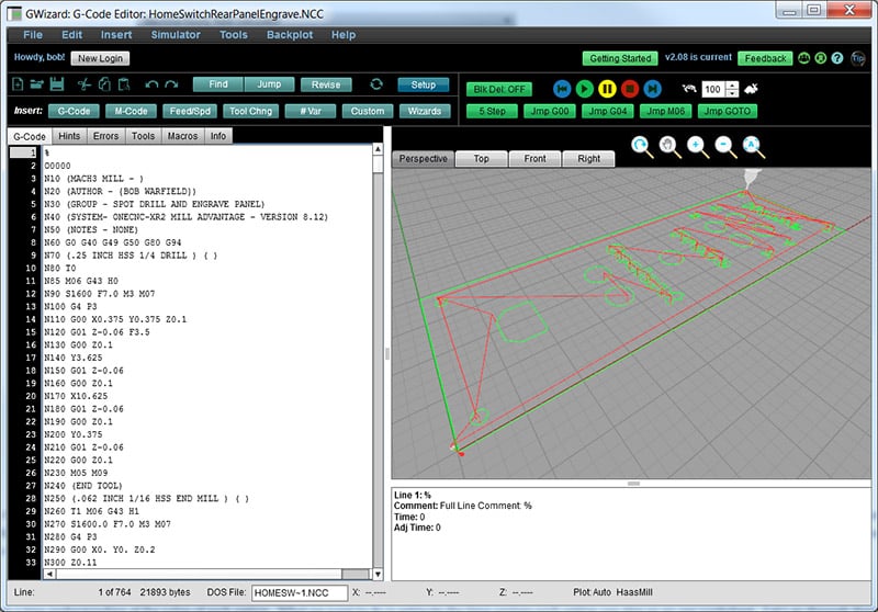 G-code editor screenshot on CNCCookbook.com.