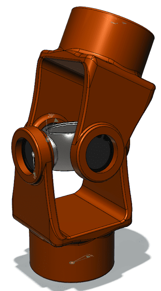 Orange u-joint, 3D rendering.
