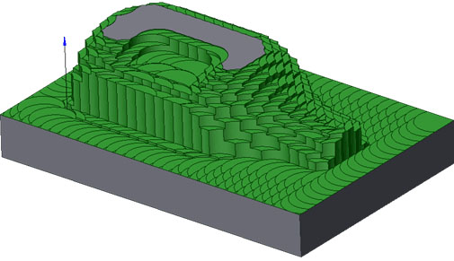 3D illustration of green block with gray surface on white background.