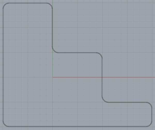 A CAD drawing of a complex geometric shape.