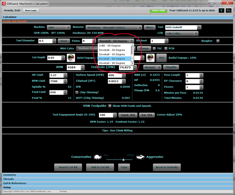 Dovetail joint creation options in a computer program interface