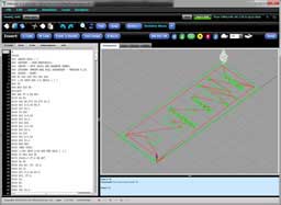 Machining equipment with digital display on computer screen.