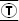 Capital T letter in a black and white circle.