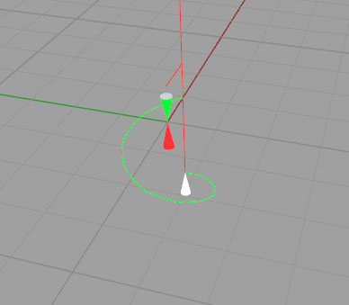 Grey grid background with a red and green 3D helix shape.