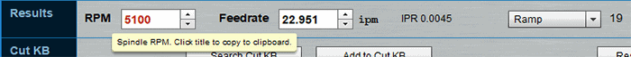 Machining tool results page screenshot.