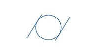 A blue line drawing of a circle with an extension line from its top.