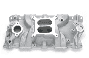 Silver metal casting with a circular hole and small holes.