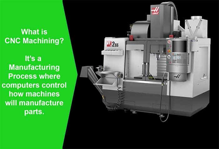 Industrial machinery and CNC manufacturing process information in digital graphic format.
