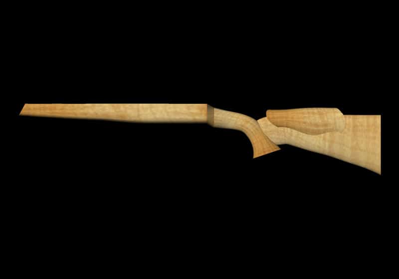 Maple wood Mauser rifle stock 3D rendering