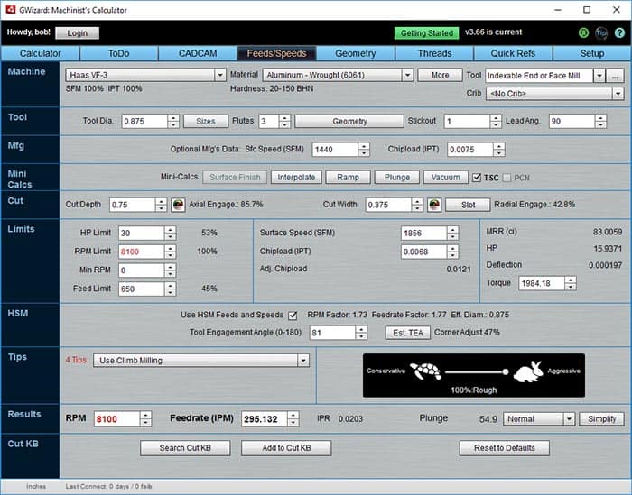 HeliMill HSM software interface