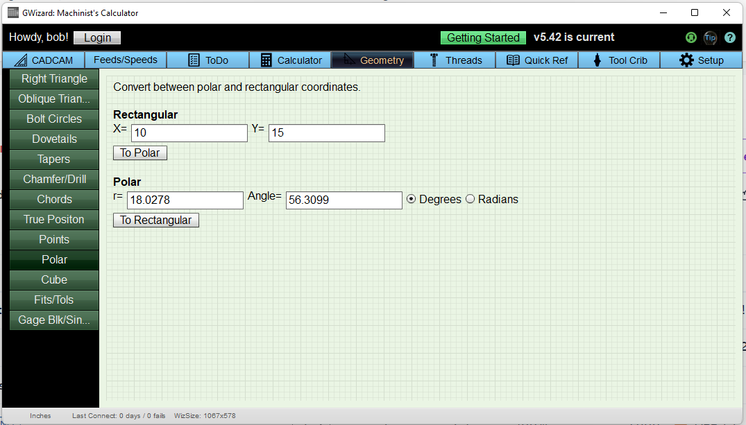 GWizard Machinist's Calculator screenshot with CNCCookbook.com backdrop.