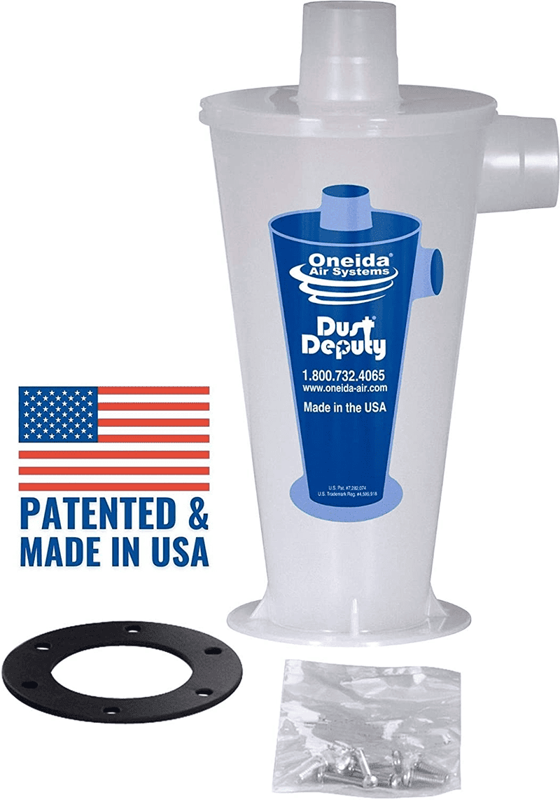 Oneida Air Systems Dust Deputy air filter with logo and branding.