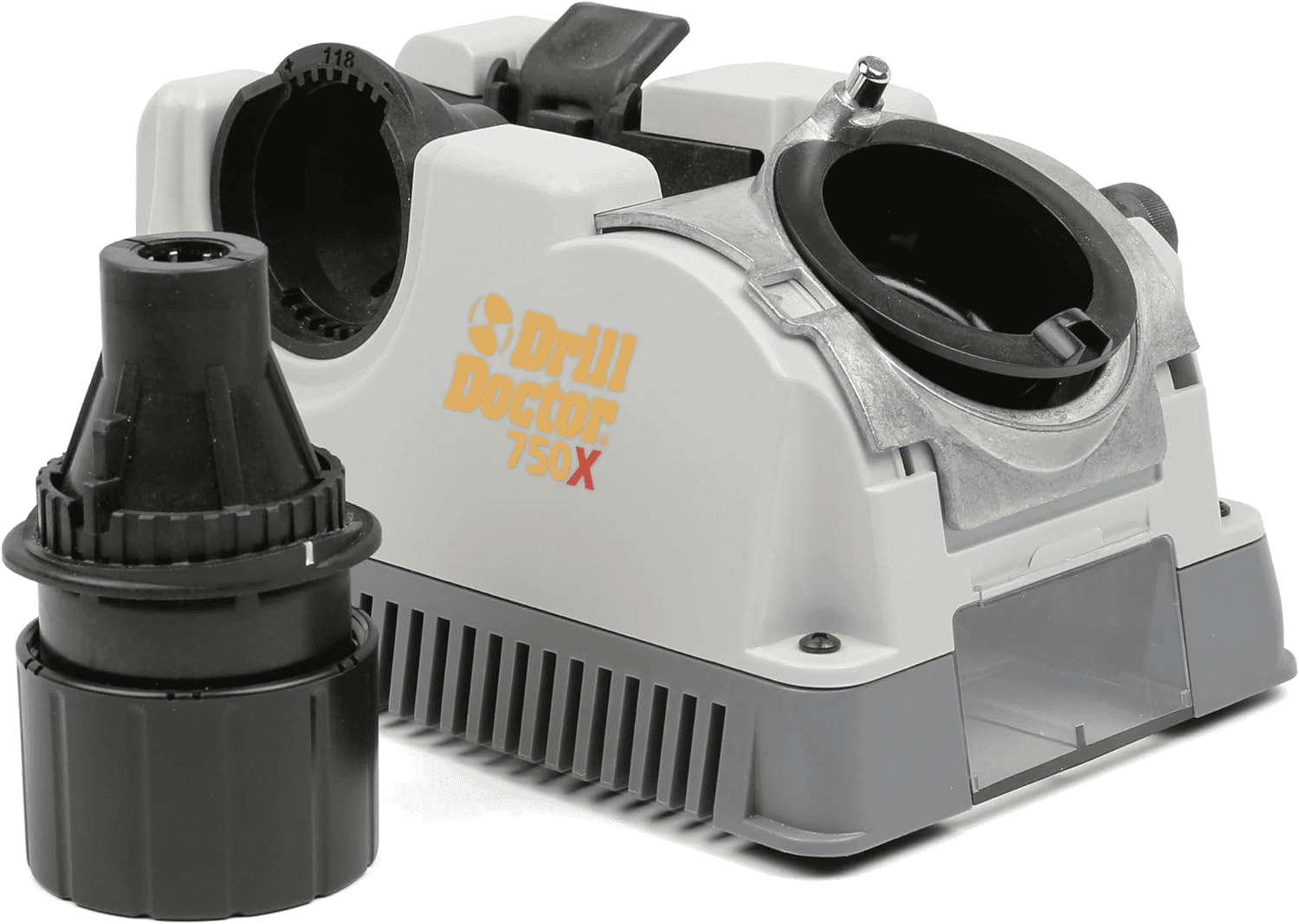 Drill Doctor 750X drill bit sharpener on white background.